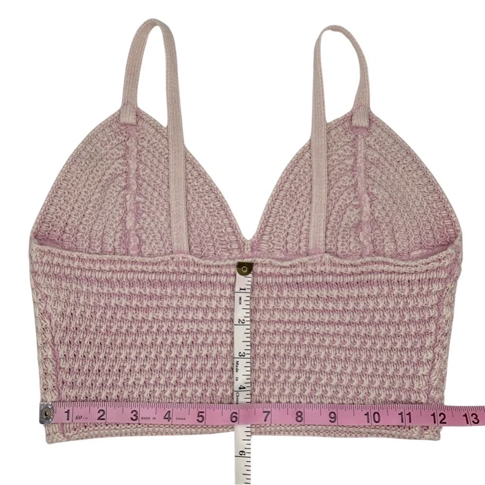 Pac Sun LA Hearts Pink Knit Crochet Spaghetti Strap Crop Top - Picture 12 of 12